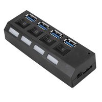 USB3.0 Splitter 4-Port USB Hub Switch Expansion Portable Port Supply High Speed with More Powerful Individual On/Off Switches (4-Ports)
