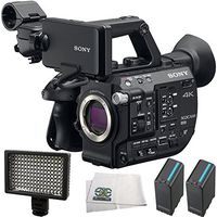Sony PXW-FS5 XDCAM Super 35 Camera System 4PC Accessory Bundle. Includes 2 Replacement BPU90 Batteries + 160 LED Video Light + Microfiber Cleaning Cloth