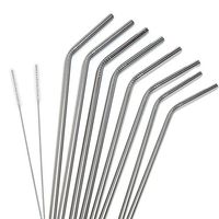 WINOMO Stainless Steel Straws Bent Set of 8 with 2 Cleaning Brushes Drinking Straws for Yeti Rtic