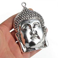 Tibetan Silver Large Buddha Charm Pendant 9867mm Fit DIY Necklace Jewelry Craft Prom Pretty Beautiful Lovely Cheap Elegant Aesthetic Womens Beads Comfortable