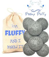Wool Dryer Balls 8 Pack-XL 100% Organic, Natural, Non-Toxic Handmade Felt Laundry Balls by Feeling Fluffy-Reusable Anti Static Fabric Softener-Eco Friendly Hypoallergenic New Zealand Wool Dryerballs