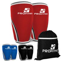 ProFitness Knee Sleeve (Pair) Squat Knee Support & Compression for Powerlifting, Weightlifting, WOD, Bodybuilding – Extra Thick 7mm Neoprene Knee Sleeves (Red, Small)