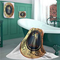 Customblanket Zodiac Virgo Hand Towel, Personalized Gift, Set of 3, Circle with Twelve Sign and Fantasy Woman Holding Wheat, Lightweight, Quick Dry Towel, for Beach, Travel, Swim, Camping