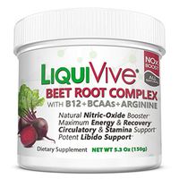 LiquiVive Beet Root Juice Powder - Nitric Oxide Booster Supplement | with BCAA Amino Acids, Vitamin B12 & L-Arginine | N.O. Amino Energy Drink Mix for Immune Support, Endurance, Libido & Circulation