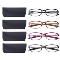 DOOViC 4 Pack Computer Reading Glasses Blue Light Blocking Anti Eyestrain Flexible Lightweight Readers for Women Men 1.0 Strength