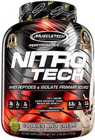 MuscleTech NitroTech Pure Whey Protein, 100% Whey Protein Powder, Whey Isolate and Whey Peptides, Cookies and Cream, 4 Pound