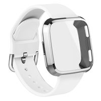 WEYDE Sport Band Compatible with Fitbit Versa, Soft Silicone Waterproof Replacement Wristband with Fitbit Versa Screen Protective case for Women Man