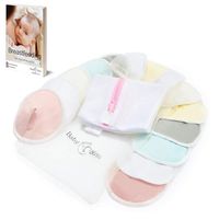 BabyBliss Bamboo Breastfeeding Nursing Pads - 14 Reusable Nipple Covers + Storage & Wash Bags - Available in 3 Sizes - Leak-Proof Nipple Pads for Maternity (L)