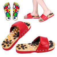 Acupressure Massage Slippers,Reflexology Foot Massager Tools,Relief Plantar Fasciitis Heel Arch Arthritis Pain (38-Red)