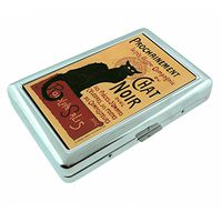 Metal Silver Cigarette Case Vintage Poster D-051 Cat Chat Noir