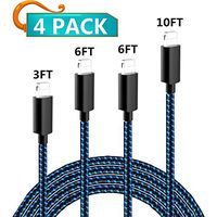 iPhone Charger, SentGa 4Pack 3FT 6FT 6FT 10FT Nylon Braided Lightning Cable Charging Cord USB Cable Compatible with iPhone 11 Pro Max XS XR X 8 7 6S 6 Plus SE 5S 5C 5 iPad