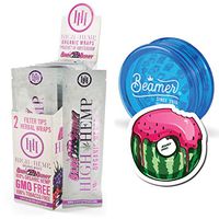 25 Packs (50 Total Wraps) Organic Wraps Bare Berry Flavor Wraps with Filter Tip + Beamer 3-Piece 63mm Acrylic Grinder with Storage Compartment + Beamer Smoke Sticker