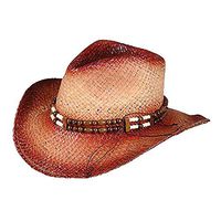 ROLLED UP COWBOY HAT WITH BEADED BAND