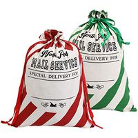 xinblueCo Santa Sack 2 Pack Christmas Decorations Canvas Santa Bag with Drawstring Xmas Gift Bag Extra Large Christmas Sacks Size 27.5"x19.5"