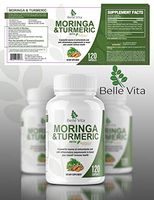 Premium Moringa & Turmeric 120 Count – 100% Organic Powders 1100mg – Complete Supplement Superfood – Complex Blend of Moringa, Turmeric, and Bioperine Pepper Extract – No GMO's, Gluten, Vegan Capsules