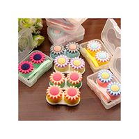 Simple Cute Clear Flower Contact Lens case for Lenses Container Box for Glasses,Random