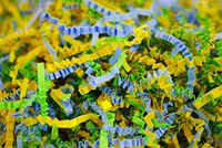 10 OZ Crinkle Paper Shred Filler for Gift Wrapping, 100% Recyclable Crinkle Paper Shred Filler for Gift Wrapping, Basket and Box Filling (10oz) (Asst. Blue, Green, Yellow)