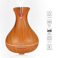 Festnight 400ml Cool Mist Air Humidifier Ultrasonic Aroma Essential Oil Diffuser Wood-Grain 7 Color Changing Light