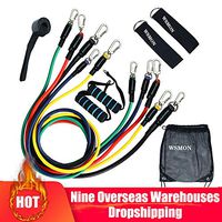WSMON 11PC Premium Resistance Bands Set, Workout Bands with Door Anchor, Handles, Legs Ankle Straps for Resistance Training, Physical Therapy, Home Workouts, Isolation Belt - Adjustable Pulling Force