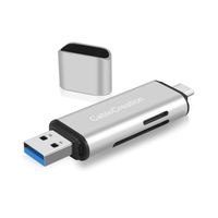 CableCreation Card Reader, 3 in 1 USB C & USB 3.0 OTG to SD and TF Portable Memory Card Reader Aluminum Adapter, Compatible with Thunderbolt 3, Laptop, Smartphone, Tablet, macOs, Windows, Linux