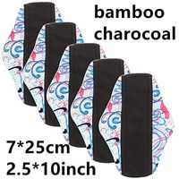 YLMRXL 5 Pack Reusable Cloth Menstrual Pads Reusable Bamboo Charcoal Sanitary Napkins, Sanitary Pads,Women Breathable Sanitary Napkins with Wet Bag,A