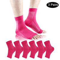 Plantar Fasciitis Foot Compression Socks- ACODQR 3 Pairs Elasticity Foot Sleeves for Man and Woman Ankle Brace & Arch Support