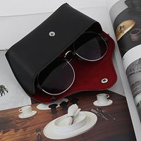 Glasses Case gLoaSublim,Vintage Faux Leather Sunglasses Eyeglasses Storage Holder Eyewear Glasses Box - Black