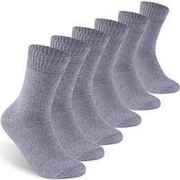 Facool Man's Woman's Non-Binding Diabetes Circulatory Odor Resistant Cotton Crew Socks 6 Pairs Light Grey XL