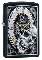 Custom Personalized Skull Clock Design Zippo Windproof Lighter Free Engraving #29854