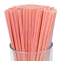 Just Artifacts Iridescent Decorative Party Paper Straws (100pcs, Pink)