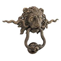 Design Toscano SP3015 Lion and The Snake Cast Iron Foundry French Royalty Decorative Door Knocker, Gold