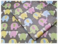 eVincE Large Thick Cute Elephant Gift Wrapping Paper | Colorful and Fun Facts for Kids Animal Theme Birthdays | Thoughtful Purpose to wrap Gifts | Set of 25 (50 x 70 cms) (Colorful Grey)