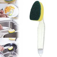 Kitchen Cleaning Brush Scrubber Washing Dish with Refill Liquid Soap Dispenser Dishwash Handle and Clean Sponge Replacement core (1x Cleaning Brush)