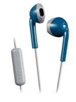 JVC Blue and Grey Sweat and Splash Proof Retro Earbuds with Microphone and Remote HAF19MAH (Renewed)