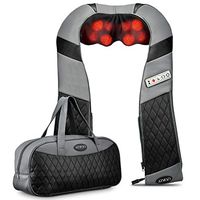 Shiatsu Neck Shoulder Massager with Heat Vibration, ATMOKO Black Massager Deep Tissue 4D Kneading Pillow for for Neck, Back, Shoulders, Foot, Legs, Use at Car Office and Home