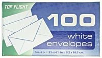Top Flight Boxed Envelopes, 3.625 x 6.5 Inches, White, 100 Envelopes per Box (6900311)