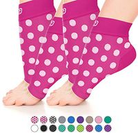 Go2 Plantar Fasciitis Socks|Best Ankle Compression Brace 22-25 mmHg|Arch Support Joint Heel Pain Relief|Foot Sleeves for Women and Men Reduce Swelling|Relieve Achilles Tendonitis(2p Pink w/White Plka, S)