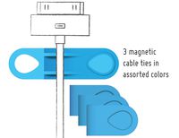 MOS Magnetic Cable Tie 3-pack, Replacements for use with MOS organizer
