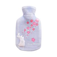 Hli-SHJHsmu Cute Cartoon Plush Hot Water Bottle Baby Hand Warmers Water Bag (Blue)