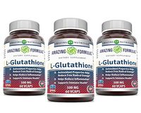 Amazing Formulas L-Glutathione, 500 Mg Veggie Capsules (60 Count) (Non-GMO) (Pack of 3)