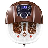 Giantex Foot Spa Bath Massager with Heat, Bubbles, 16 Pedicure Shiatsu Roller Massage Points, Frequency Conversion Power Saving, Adjustable Time & Temperature, LED Display, Drainage Pipe (Brown)