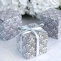 Efavormart 100 pcs of 3x3x3 Black/White Flocking Cake Boxes for Candy Treat Gift Wrap Box Party Favor Boxes for Bridal Shower Party