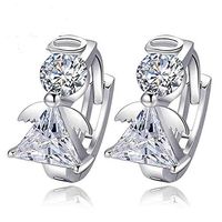 Girl Angle Jewelry Fashion Women Earrings Stud Hoop Platinum Plated Zircon Best Good Jewerly Fine Design Womens Cheap Bright Designer Novelty Prom Bangle Brides
