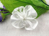 35pcs Organza Polyester with Cabbage Rose Flower Appliques Sewing Pick Color (White)