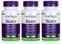 Natrol Biotin, Maximum Strength, 10,000 Mcg Tablets 100 Ea (Pack of 3)