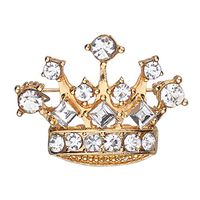 Meolin Collar Pin Crown Crystal Rhinestone Pin Brooch