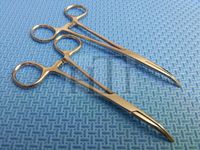 G.S SET OF 2 PCS DOG CAT PET HAIR PULLER REMOVER STAINLESS STEEL HEMOSTAT LOCKING FORCEPS 5" & 5.5" CURVED FULL SERRATED