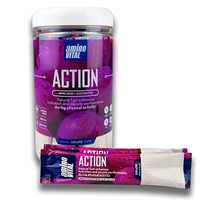 Amino VITAL Action - Vegan BCAA Powder with Electrolytes, Glutamine and Arginine, Grape Single Serve Packets, Keto Friendly Workout Drink Supplement for Hydration and Endurance