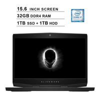 2019 Dell Alienware M15 15.6 Inch FHD Gaming Laptop (8th Gen Inter 6-Core i7-8750H up to 4.1GHz, 32GB DDR4 RAM, 1TB SSD (Boot) + 1TB HDD, NVIDIA GeForce GTX 1060 6GB, WiFi, Bluetooth, Windows 10)