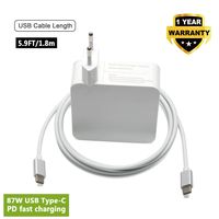 87W 61W USB Type C Power Adapter Charger Compatible with MacBook Pro 15 Inch 13 inch 2016, Smart Phones with Adapter PD Fast Charging (USB-C Cable Included) White